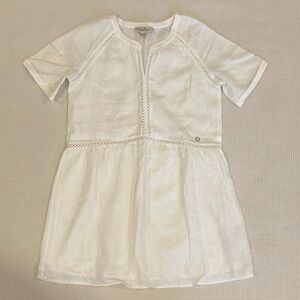 Massimo Dutti White Pleated Ruffled Knee-Length Sundress